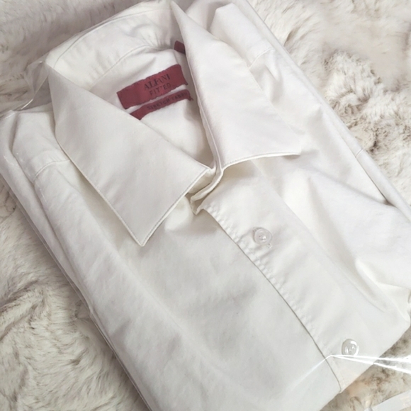 Alfani Fitted Stretch Fabric White Button Down Business Shirt, 15 1/2 32-33 - Picture 14 of 15